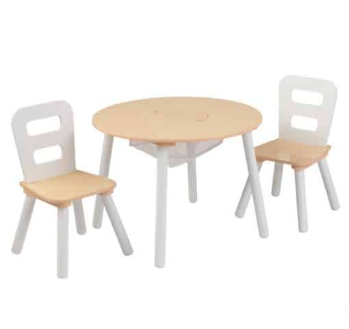 Kidkraft Round Storage Table 2 Chair Set - Natural White