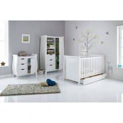 Obaby Stamford Classic Sleigh Nursery Room Set/Mattress - White