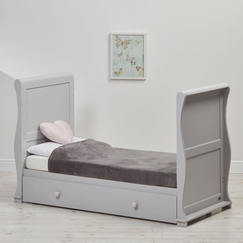 grey sleigh cot bed set