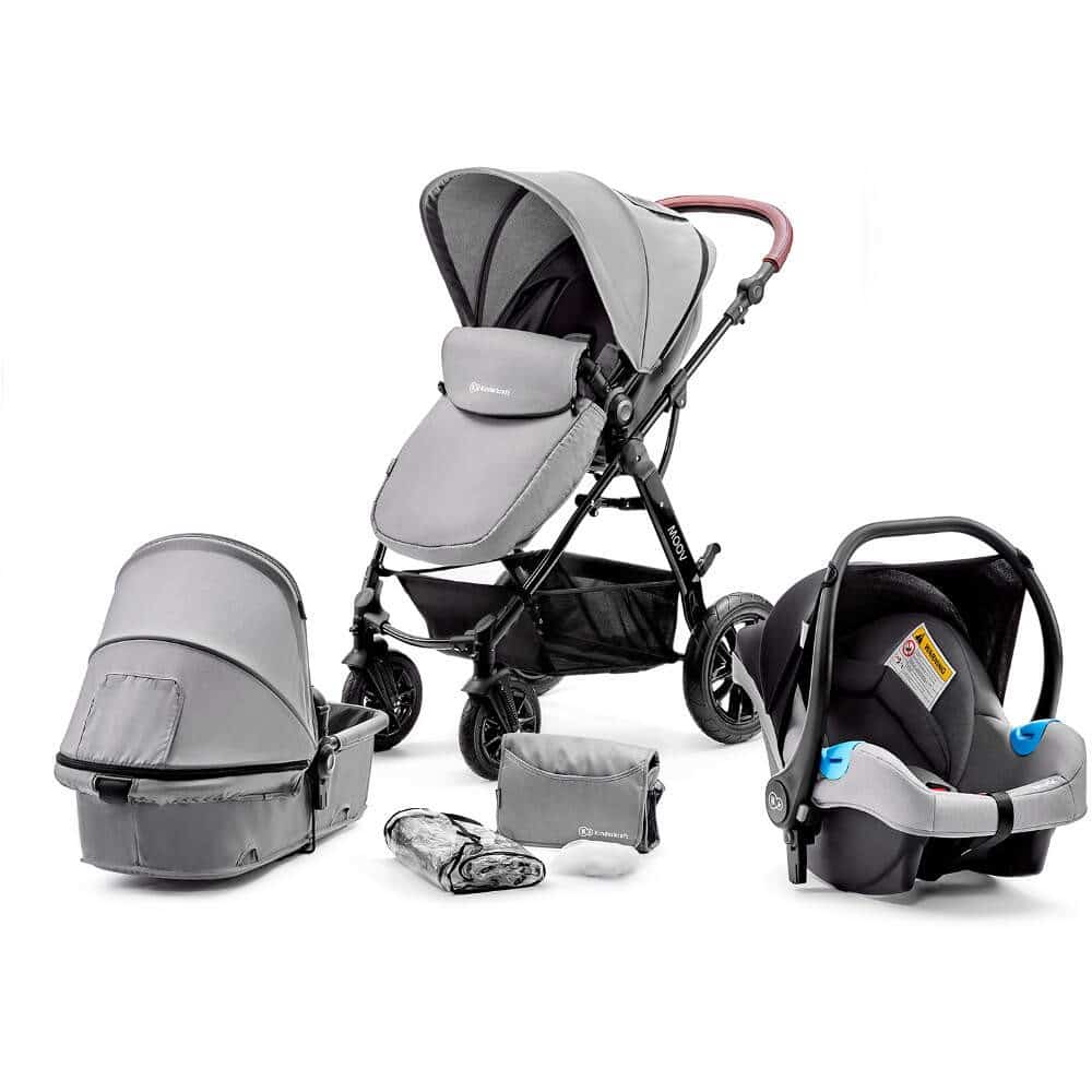 Kinderkraft Pram 3in1 Set MOOV Travel System Baby Pushchair Buggy Foldable Gray 