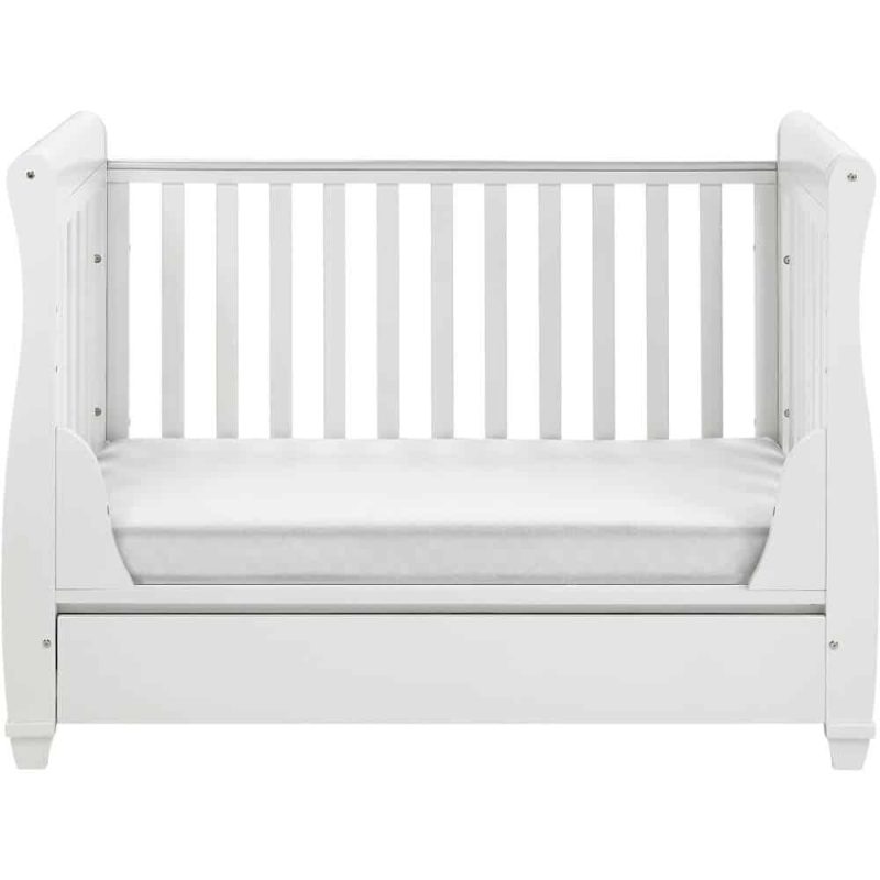 babymore dropside cot bed white side removed