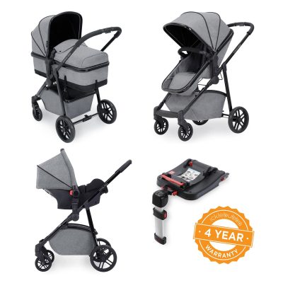 ickle bubba 3 in 1 moon travel system with isofix base space grey