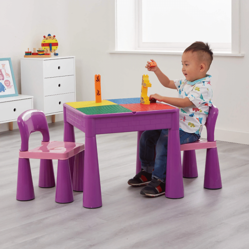 Liberty House Toys 5-in-1 Purple Activity Table and 2 Chairs Set