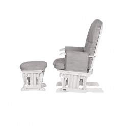 Tutti Bambini GC35 Reclining Glider Chair & Stool - White with Grey Cushions1