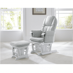 Tutti Bambini GC35 Reclining Glider Chair & Stool - White with Grey Cushions