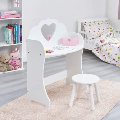 Liberty House Toys White Wooden Dressing Table and Stool