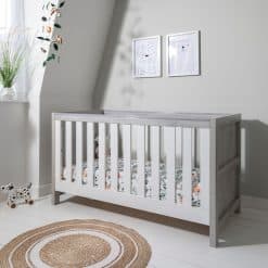 Tutti Bambini Modena Cot Bed/Mattress/Accessories - Grey Ash/White