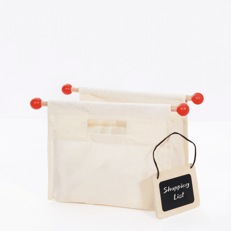 Le Toy Van Wooden Shopping Trolley and Cotton Bag