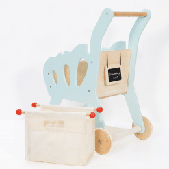 Le Toy Van Wooden Shopping Trolley and Cotton Bag