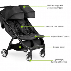 Baby Jogger Pitch Black City Tour 2 Double Pushchair