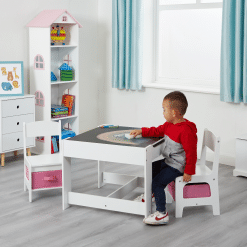 Liberty House Toys White Table and Chairs with Pink Bins