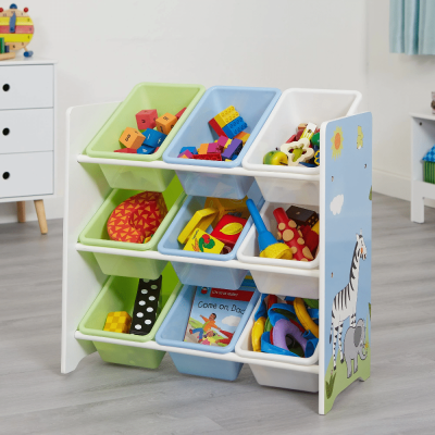 Liberty House Toys Safari Storage Shelf with Plastic Storage Boxes