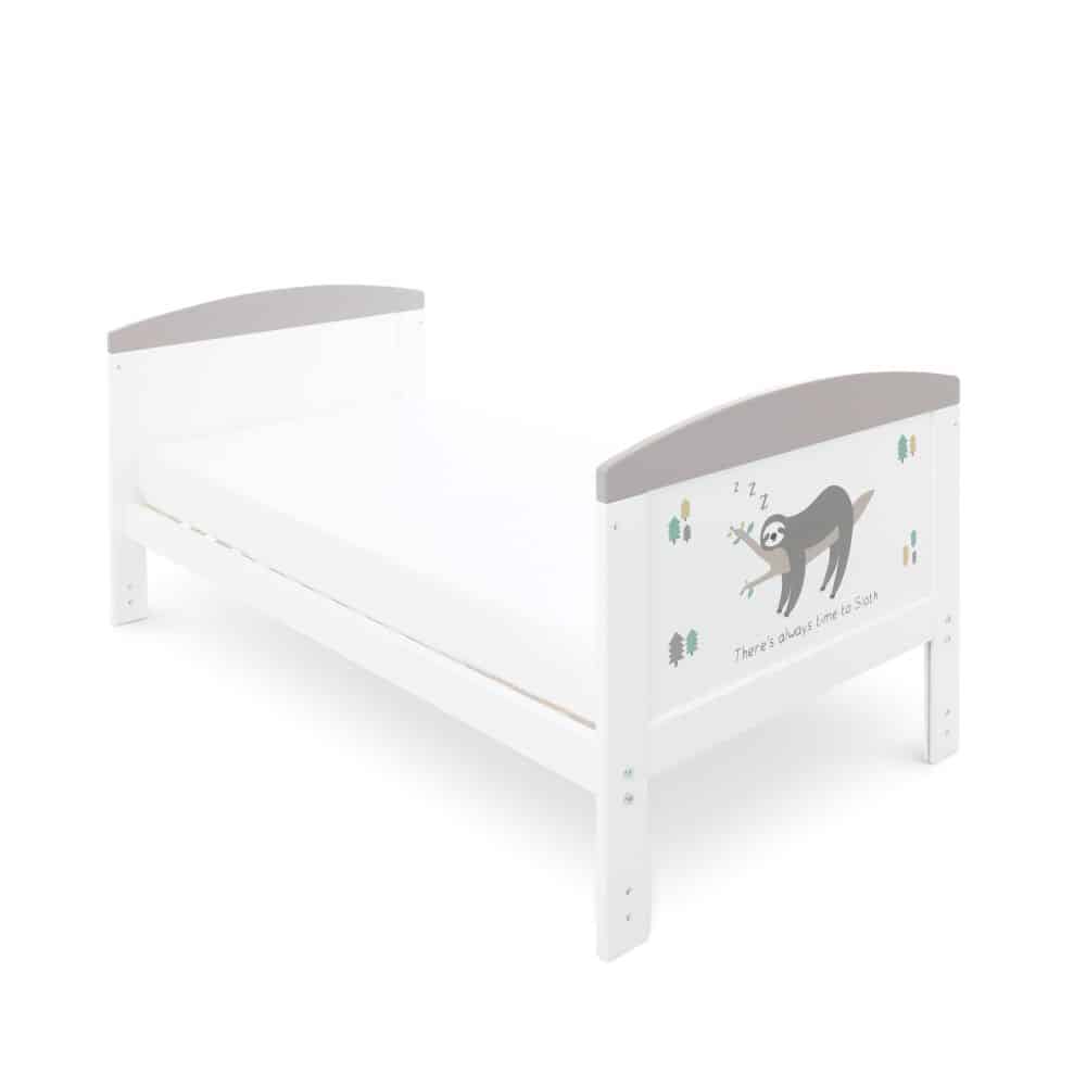 Babyhoot Style Cot Bed With Under Drawer Sloth Grey Baby And
