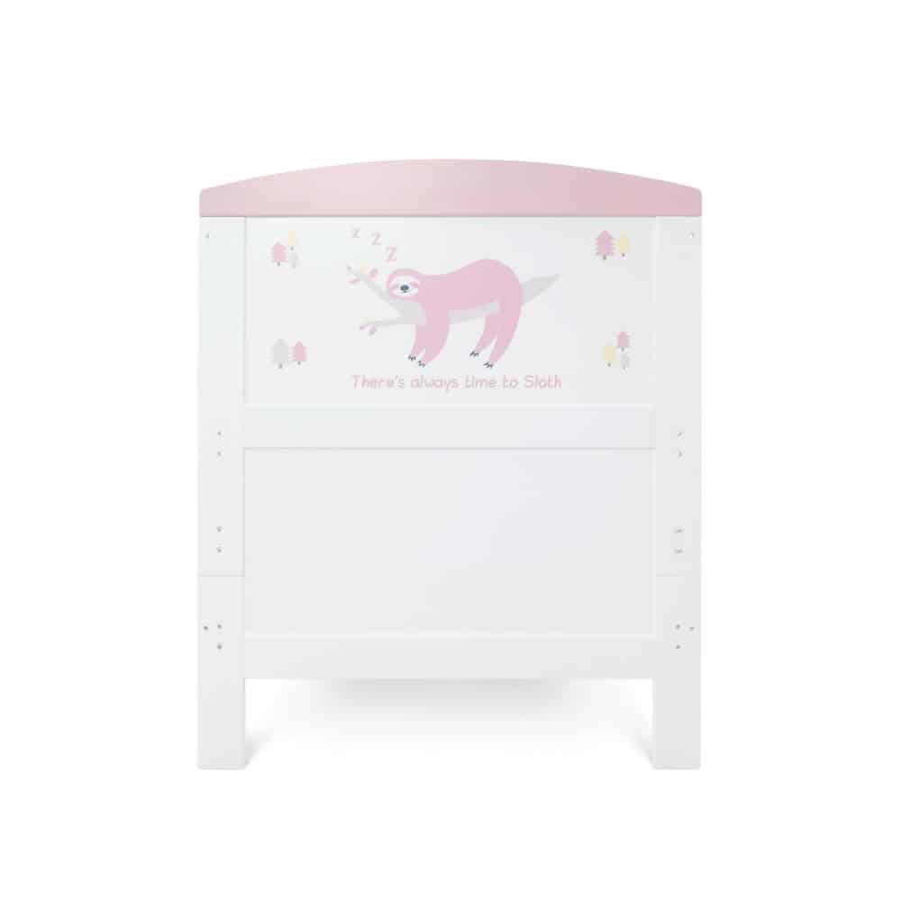 Babyhoot Style Cot Bed With Under Drawer Sloth Pink Baby And
