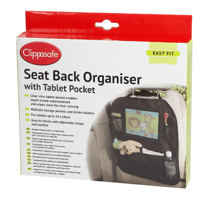 CLIPPASAFE AUTO SEAT BACK ORGANISER WITH TABLET POCKET