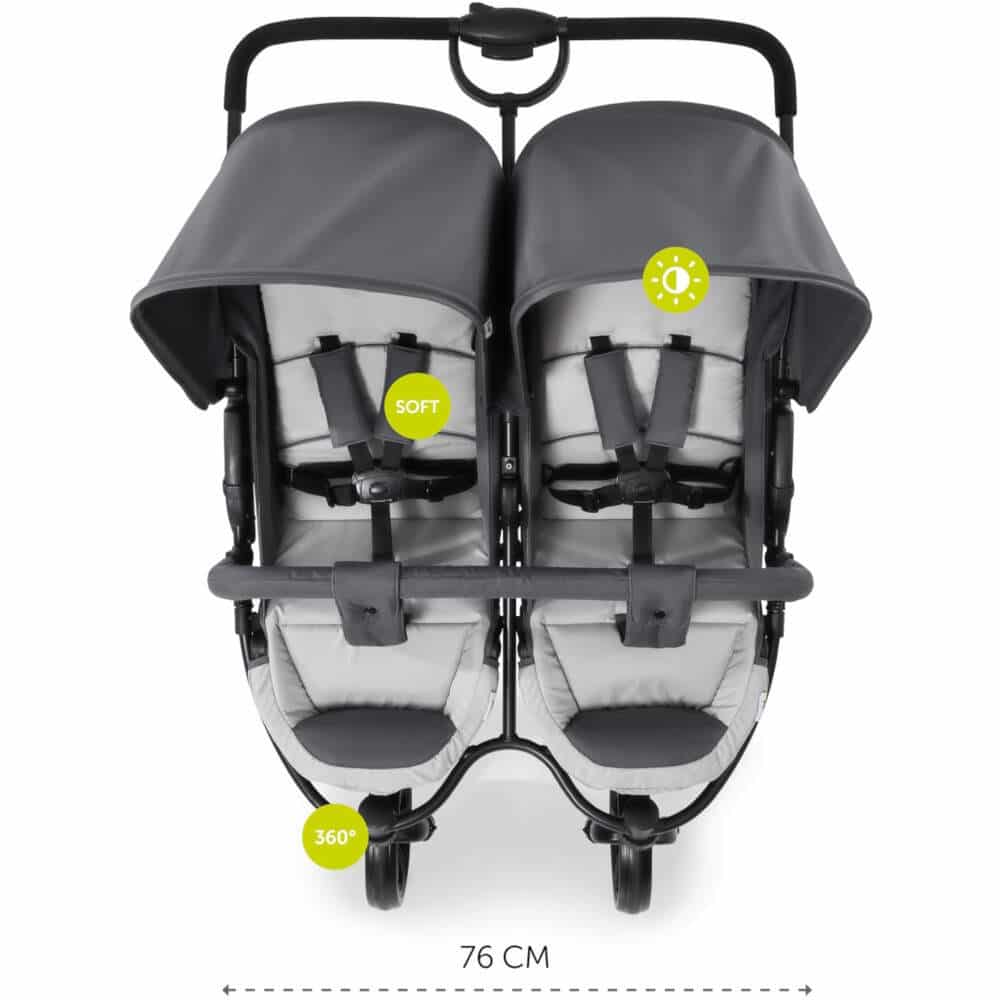 double pushchair with car seat