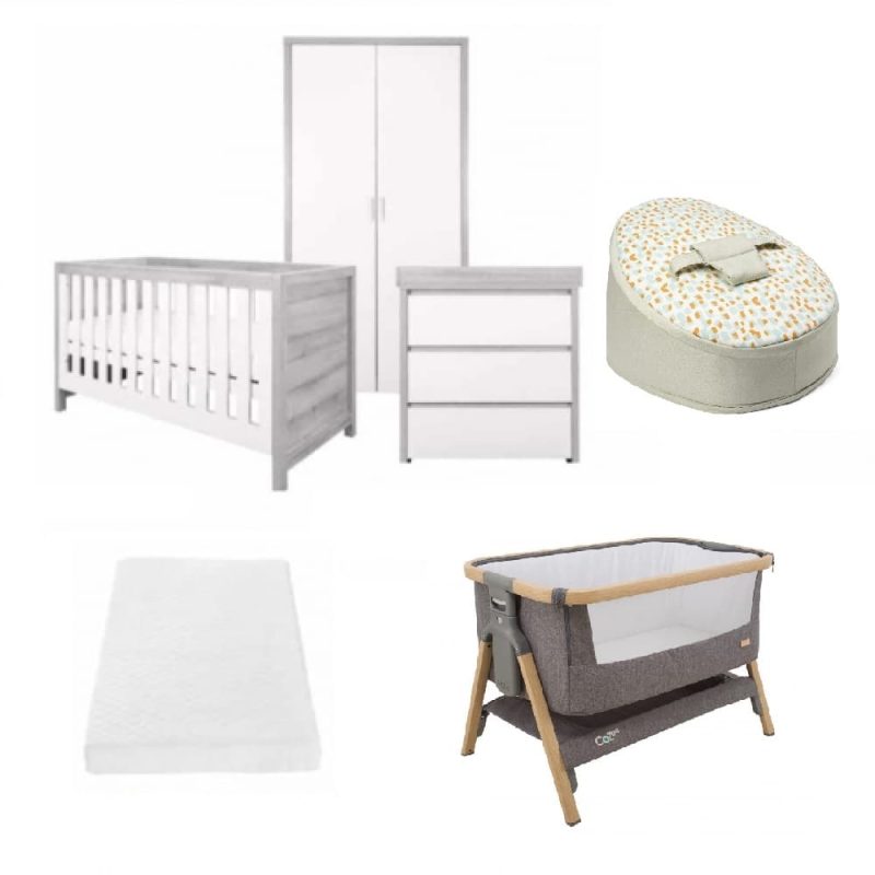 Tutti Bambini Modena 6 Piece Room Set Bundle - Grey Ash/White
