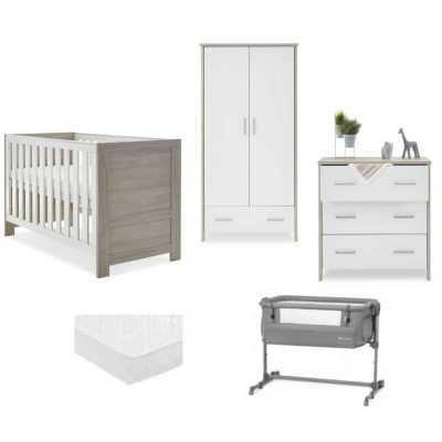 obaby nika newborn nursery room bundle grey wash white