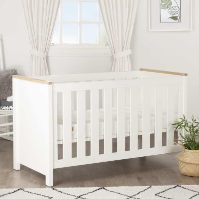 CuddleCo Aylesbury Ash/White Cot Bed