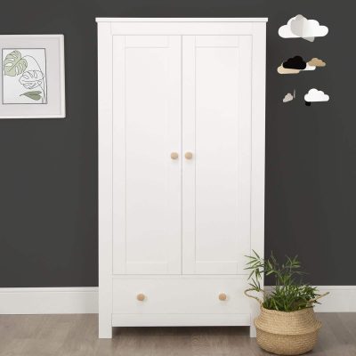 CuddleCo Aylesbury 2 Door Double Wardrobe White/Ash