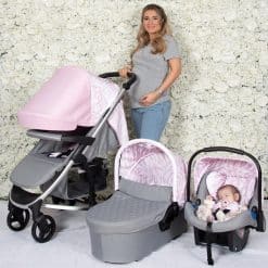 My Babiie Dani Dyer Pink and Grey Marbled Travel System