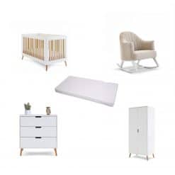 Obaby Maya Nursery Room Set/Rocking Chair Bundle - White and Natural