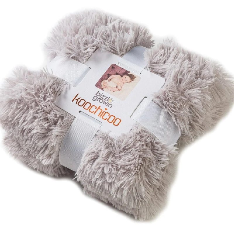 Bizzi Growin Whisper grey Koochicoo Fluffy Baby Blanket