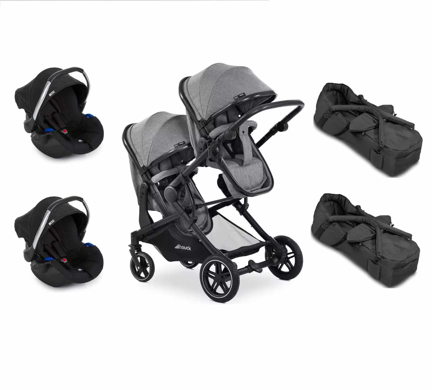 Hauck Melange Grey Atlantic Twin 3 in 1 Travel System Bundle 2 - Baby and  Child Store