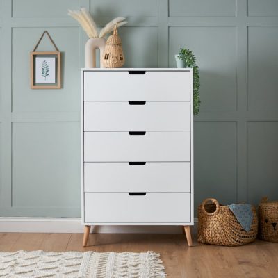 Obaby Maya Tall Boy/Tall Drawers - White with Natural