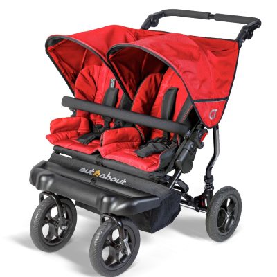 Out 'n' About GT Double Stroller plus Car Seat - Carnival Red