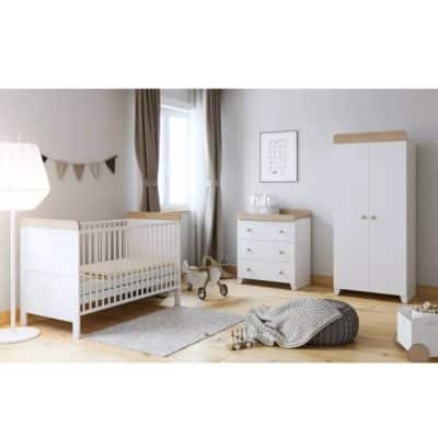 The Belstone 5 Piece Room Set with Underdrawer White and Oak