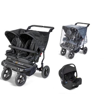 Out 'n' About GT Double Stroller plus Car Seat - Raven Black