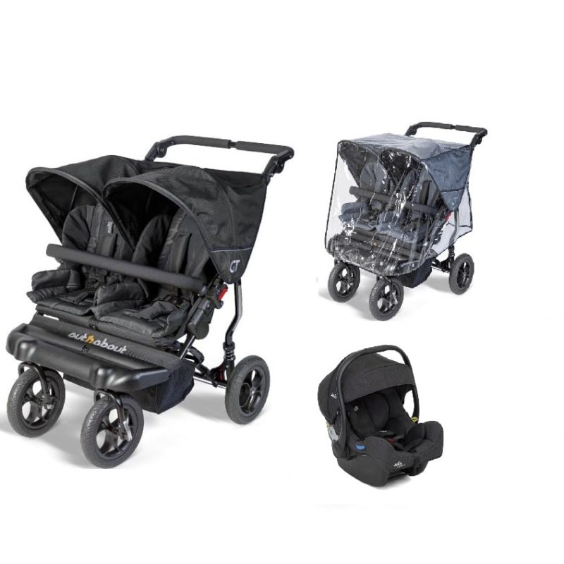 Out 'n' About GT Double Stroller plus Car Seat - Raven Black