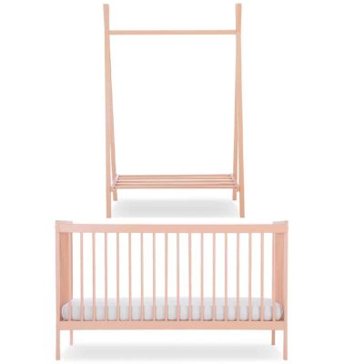 CuddleCo Nola Cot Bed and Clothing Rail - Soft Blush