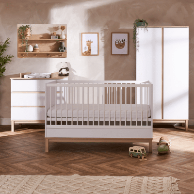Obaby Astrid 4 Piece Nursery Room Set/Shelf- White/Oak