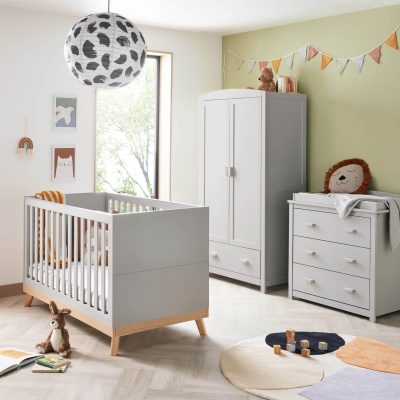 Babymore Mona 3 Piece Nursery Room Set - Grey