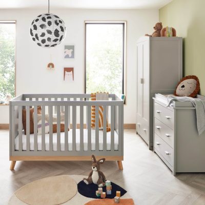 Babymore Mona 4in1 3 Piece Nursery Room Set - Grey