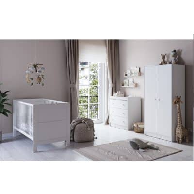 Hatherleigh 3 Piece Nursery Room Set/White + Luxury Nursery Starter Package