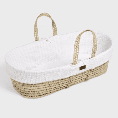 Little Green Sheep Natural Knitted Moses Basket & Mattress White