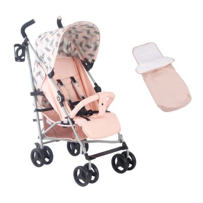 My Babiie Lightweight Stroller and Cosytoes - Pink and Grey