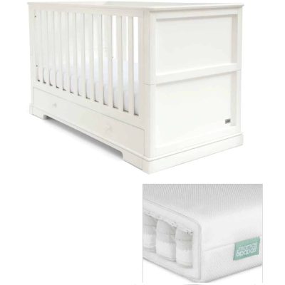 Mamas & Papas Oxford White Cot Bed With Premium Pocket Spring Mattress