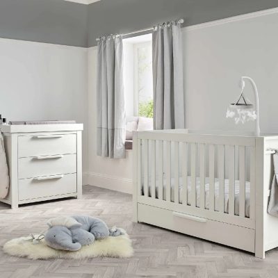 Mamas & Papas Franklin 2 Piece Cotbed Set with Dresser Changer - White Wash