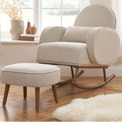 Tutti Bambini Micah Boucle Rocking Chair and Footstool - Biscuit