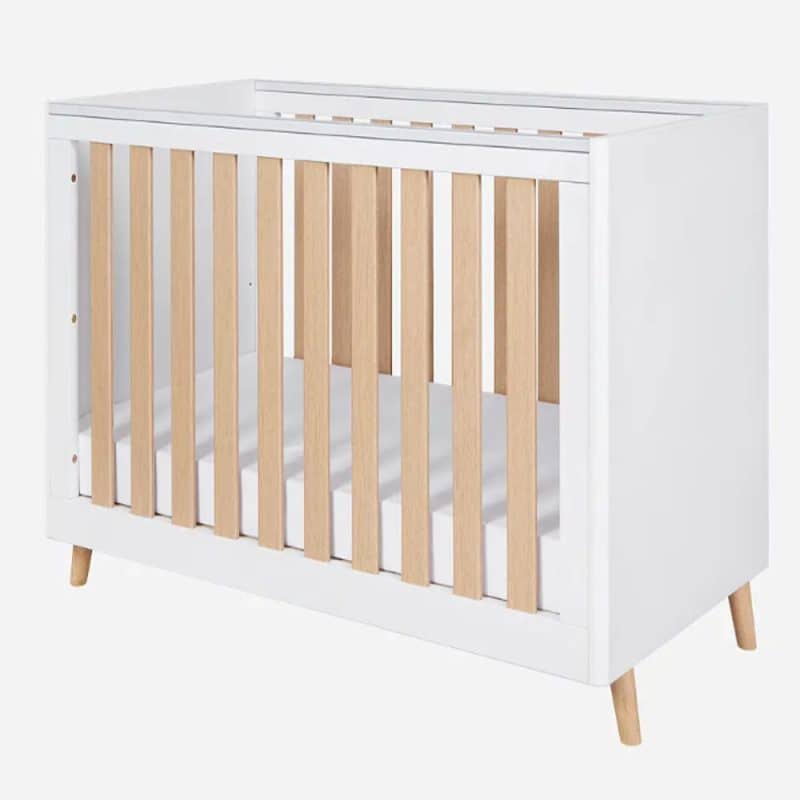 Tutti Bambini Fika Mini Cot Bed - White/Light Oak