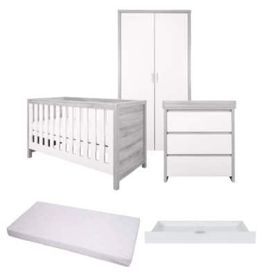Tutti Bambini Modena 5 Piece Room Set/Underdrawer - Grey Ash/White