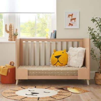 Tutti Bambini Fika Mini Cot Bed - Light Oak/White Sand
