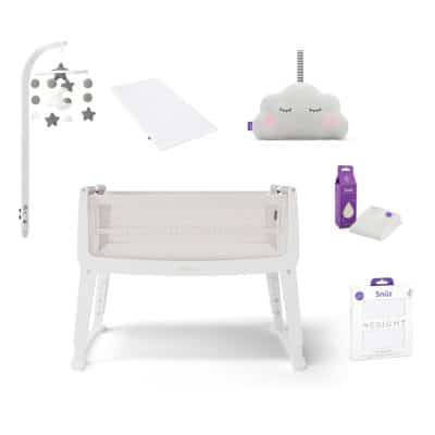 SnuzPod Studio Bedside Crib Bundle - Paris White